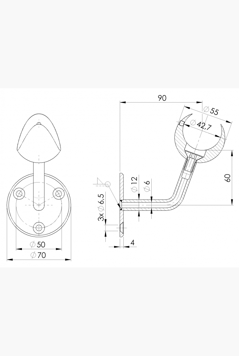 Led porankis AISI304 42,4x1,5 su žvakute 